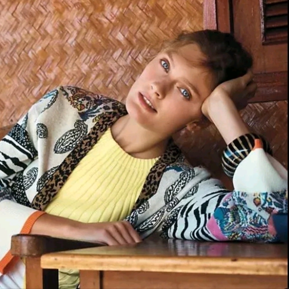 Anthropology Bricolage Open Front Fall Boho Cardigan Multicolor Paisley Sz XS